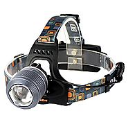 Boruit Zoomable CREE XM-L T6 LED Headlamp with Rechargeable Batteries Waterproof for Running Camping Helmet Light