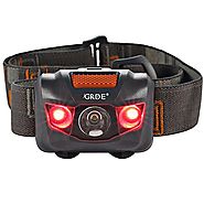Headlamp LED Headlight 4 Mode Outdoor Flashlight Torch with Dimmable White Light Steady Red Light Adjustable and Wate...