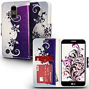 LG K20 Plus - Purple/Silver Vines Design Wallet Flap Pouch Case :: Cell Phone Cases