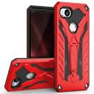 Google Pixel 2 - Static Dual Layer Hybrid Case Cover Kickstand - Red/Black