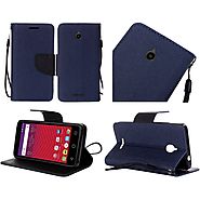 Alcatel Dawn 5027 - Wallet Flip Credit Card Case - Dark Blue :: Galaxy S5 Active Cases