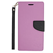 ZTE N817 - Flap Wallet Pouch With Credit Card Slots Case - Purple/Black :: CellPhoneCases.com