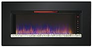 ClassicFlame 47II100GRG Felicity 47" Wall Mounted Infrared Quartz Fireplace, Black Glass Frame