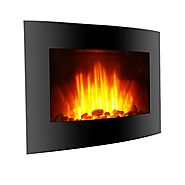 Finether 1500W Adjustable Wall Mounted Electric Fireplace Heater with 3D Patented Flame, 7 Color Changeable LED Backl...