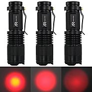 AR happy online 3 Pack AR-200 Zoomable 3 Mode Red Light Mini LED Flashlight Tactical Torch with Clip 300lm Adjustable...