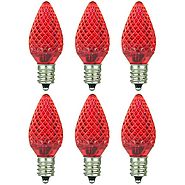 Sunlite 80702-SU C7/3LED/0.4W/C/R/6PK LED Candelabra Based C7 Lamp, Red, 6 Pack
