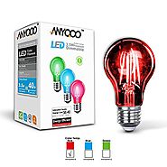 ANYQOO LED Holiday Light Dimmable Filament Lamp A19 Edison Bulbs Red Color Ornaments Chandelier 3.5w for Bar Party Ni...