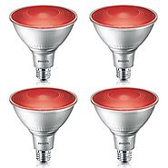 Philips 90 Watt Equivalent Indoor/Outdoor PAR38 LED Flood Light Bulb, 4 Pack, Red