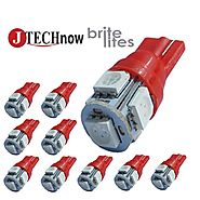 Jtech 10x 194 168 2825 T10 5-SMD Red LED Car Lights Bulb