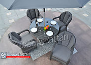 Serena Regal 4 Seat 120cm Round Dining Set in Grey Rattan