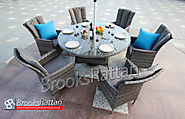 Serena Atlanta 6 Seat 150cm Round Dining Set in Grey Rattan