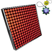 HQRP 12" x 12" Square High-Power 45W 225 LED Red Grow Light System / Panel plus Hanging Kit + HQRP UV Meter