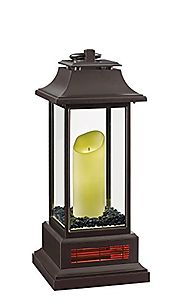 Duraflame 10ILH100-01 27" Portable LED Electric Flameless Candle Lantern with Quartz Infrared Heater, Bronze