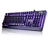 Emarth Mechanical Feel Gaming Keyboard, 7 Colors LED Backlit Keyboard with 104-Key, USB Wired Keyboard with Anti-ghos...
