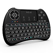 (2017 Backlit Version)REIIE H9+ Backlit Wireless Mini Handheld Remote Keyboard with Touchpad Work for PC,Raspberry Pi...