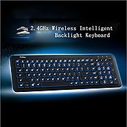 Pesp Ultra-thin Intelligent Smart Adjustable Blue LED Backlight Multimedia Wireless Gaming Keyboard with USB Receiver...