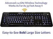 Ivation 2.4 GHz Wireless Blue LED Letter Illuminated Computer Keyboard