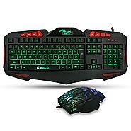 Gaming Keyboard and Mouse Sets - BAKTH 7 Cool Colors LED Backlit Wired USB Keyboard and Mouse Combo for PC Computer G...