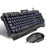 TeckNet Phoenix Mechanical-Feel Gaming Keyboard and Mouse Set, Water-Resistant Design, Aircraft-Grade Aluminum