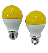 Greenic 60Watt Amber Yellow LED Bug Light Bulb 2-Pack No Blue Light Outdoor 800Lm 120V E26 Medium Base