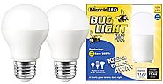 Miracle LED Yellow Bug Light MAX - Replaces 100W - A19 Outdoor Bulb for Porch and Patio - 2 Pack (606758)
