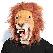 CreepyParty Deluxe Novelty Halloween Costume Party Latex Animal Head Mask Lion