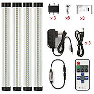 LXG 12in Dimmable LED Under Cabinet Lighting, 12W 2700K Warm White 1000LM, Clear Cover Led Strips,11key IR Remote Con...