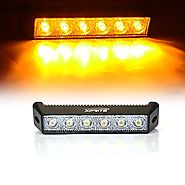 Xprite 18W 7.5" Inch 3000K Amber 1440LM 60 Degree Flood Beam LED Mini Work Light Bar for Off Road ATV UTV Jeep Truck