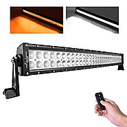 MICTUNING 31.5" 180W Amber White LED Work Fog Light Bar Spot Flood Combo Strobe Lights with Remote Controller