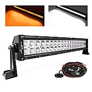 MICTUNING 21.5" 120W Amber White LED Work Light Bar Combo Fog Lights with Customized Switch Wiring Harness Kit