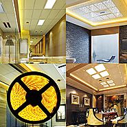 Yellow Lighting Led Strip, MIHAZ Light Outdoor Strips 16.4ft 5M 300 Leds 5050 Waterproof White PCB Power Supply For H...