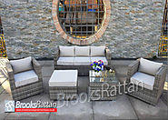 Champagne 5 Seat 5 Piece Sofa Set in Mixed Grey Rattan