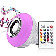 LED Music Light Bulb, E27 led light bulb with Bluetooth Speaker RGB Changing Color Lamp Built-in Audio Speaker with R...
