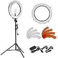 Neewer 18 inches 55W LED 5500K Dimmable Ring Light Kit Includes: (1)SMD Ring Light+(1)45-102 inches Light Stand+(1)Tr...