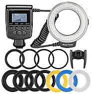 Neewer 48 Macro LED Ring Flash Bundle with LCD Display Power Control, Adapter Rings and Flash Diffusers for Canon 650...