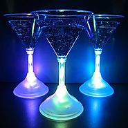 Light Up Martini Glasses (Set of 6) - 7 oz LED Glowing Martini Glasses with 8 Color Modes