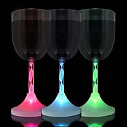 Light Up Martini Glasses with Color Changing LED Light & Long Spiral Stem (Set of 6)