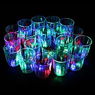 24PCS Set Amazing Non-toxic Plastic Colorful Flashing Light Up LED Cups Shots Glass for Bar Party Night Club Party Ro...