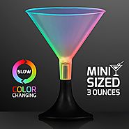 Slow Color Change LED Light Up Short Martini Glasses (Set of 6)