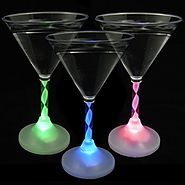 Light Up Martini Glasses with Color Changing LED Light & Long Spiral Stem (Set of 6)