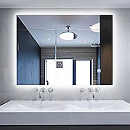 Holiday Bonus! Hans&Alice Brand New LED Wall Vanity Mirror Lighted Backlit Bathroom Silvered Mirror, 32''24''