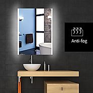 Backlit Lighted LED Bathroom Vanity Mirror Frameless Wall Antifogging Mirror Illuminated Rectangle
