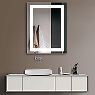 Decoraport Vertical Rectangle LED Bathroom Mirror Illuminated Lighted Vanity Wall Mounted Mirror 28"*36" with Touch B...