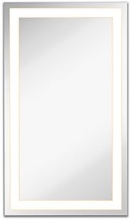 Lighted LED Frameless Backlit Wall Mirror | Polished Edge Silver Backed Illuminated Frosted Rectangle Mirrored Plate ...