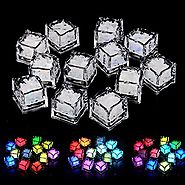 LUCKSTAR® Simulation Ice Cube, 12PCs Plastic Multi-Color Luminous Ice Cube with Colorful Light for Halloween Party We...