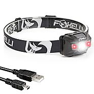 Foxelli USB Rechargeable Headlamp Flashlight - Provides up to 40 Hours of Constant Light on a Single Charge, Super Br...