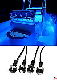 4x Blue LED Boat Light Waterproof 12v Deck Storage Kayak Bow Trailer Bass
