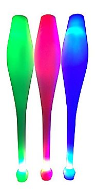 LED Juggling Clubs Set of 3 Colors Red Green Blue