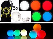 5x Pro LED Glow Juggling Balls - Ultra-Bright - MIX COLORS- Battery Powered Glow LED Juggling Ball Set of 5 with Draw...