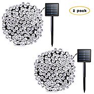 Lalapao 2 Pack Solar String Lights 72ft 22m 200 LED 8 Modes Solar Powered Xmas Outdoor Lights Waterproof Starry Chris...
